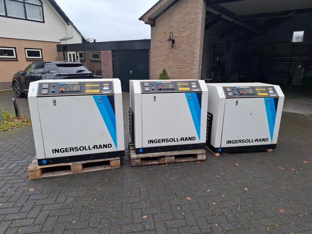 3x Ingersoll Rand SSR ML15 schroefcompressoren | Export, 100 liter of meer, Ophalen, Gebruikt
