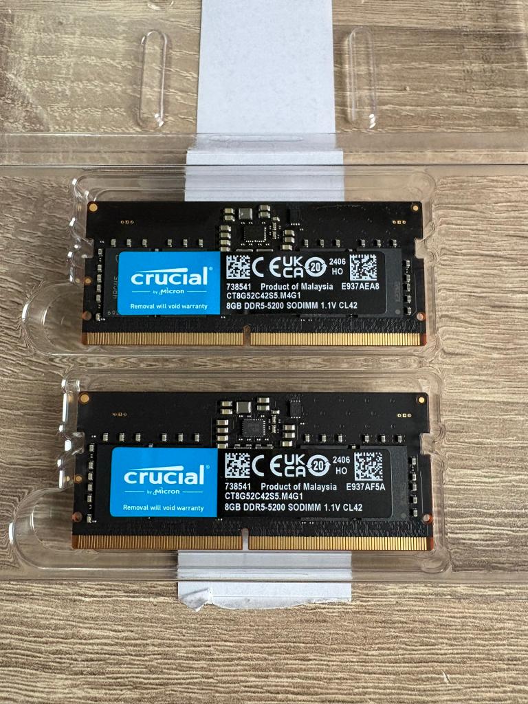 Crucial 16GB (2x 8GB) DDR5-5200 SODIMM – CL42 | SODIMM RAM, Computers en Software, RAM geheugen, Zo goed als nieuw, DDR5, Crucial