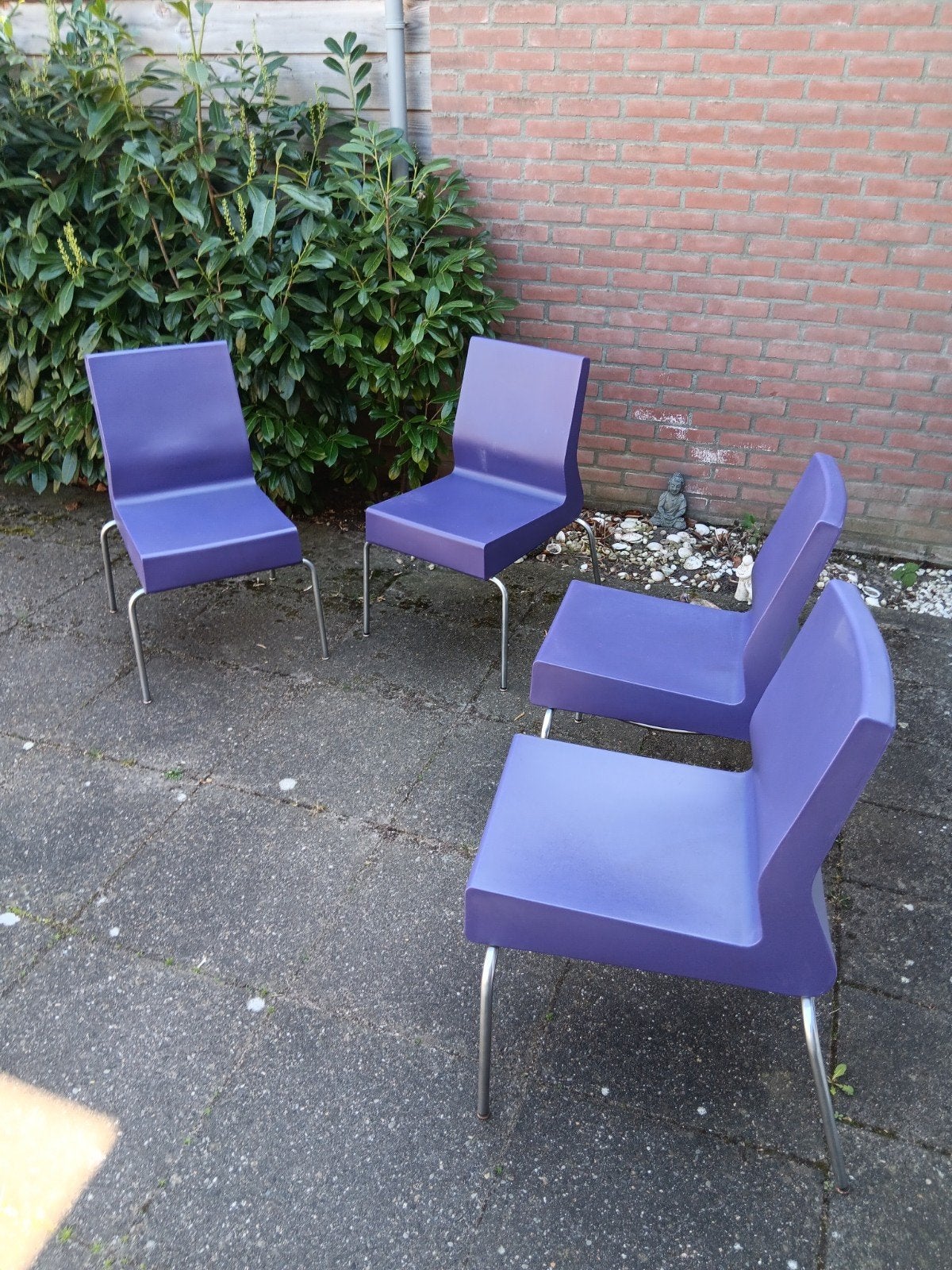 vintage paarse tuinstoelen Harvink, Ophalen, Gebruikt, Kunststof, 4 zitplaatsen
