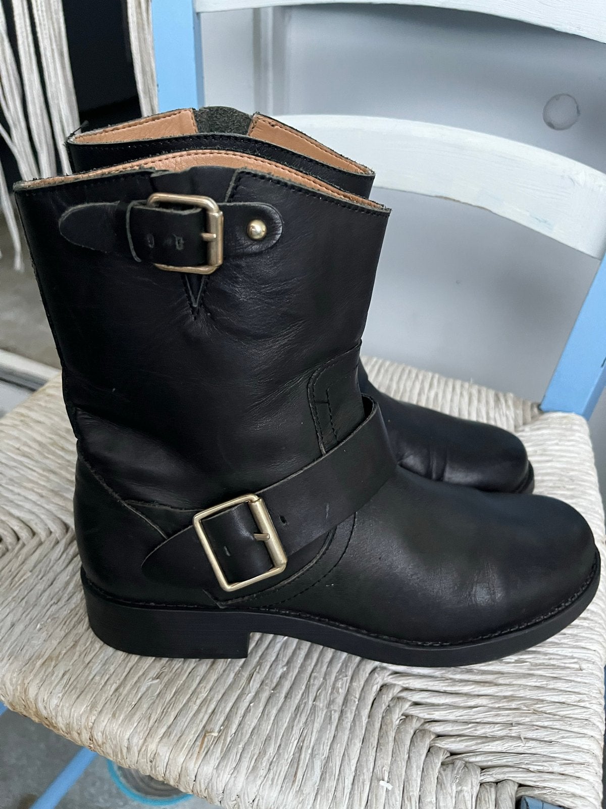 Leren bikerboots maat 38 van Mango, Zwart, Lage of Enkellaarzen, Ophalen of Verzenden, Gedragen