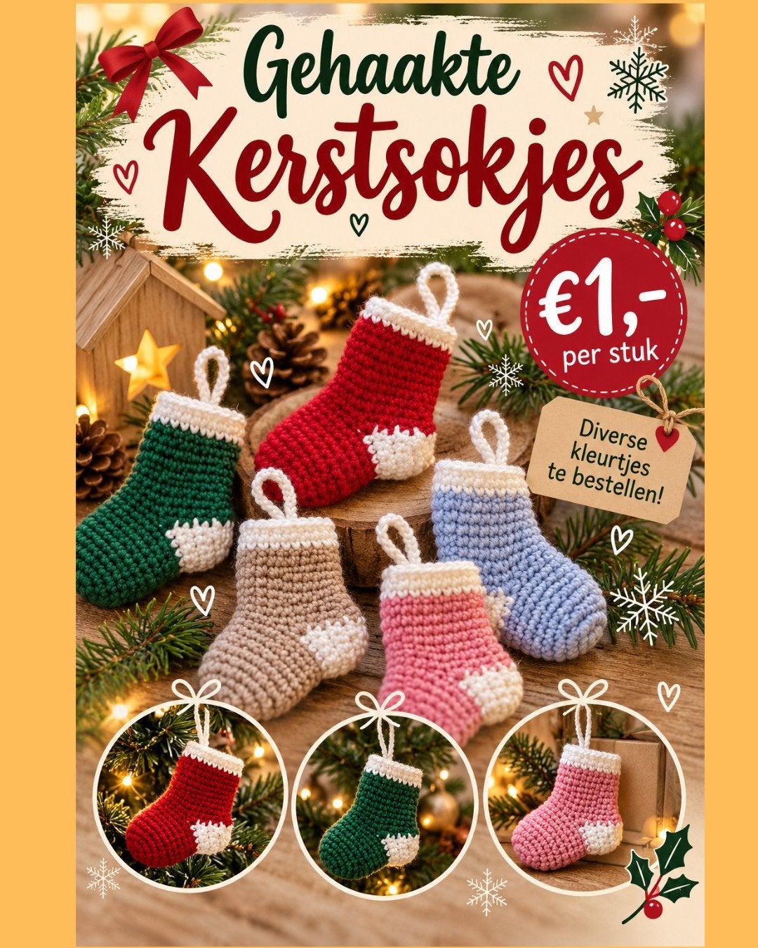 Gehaakte kerstsokjes, Ophalen of Verzenden, Nieuw
