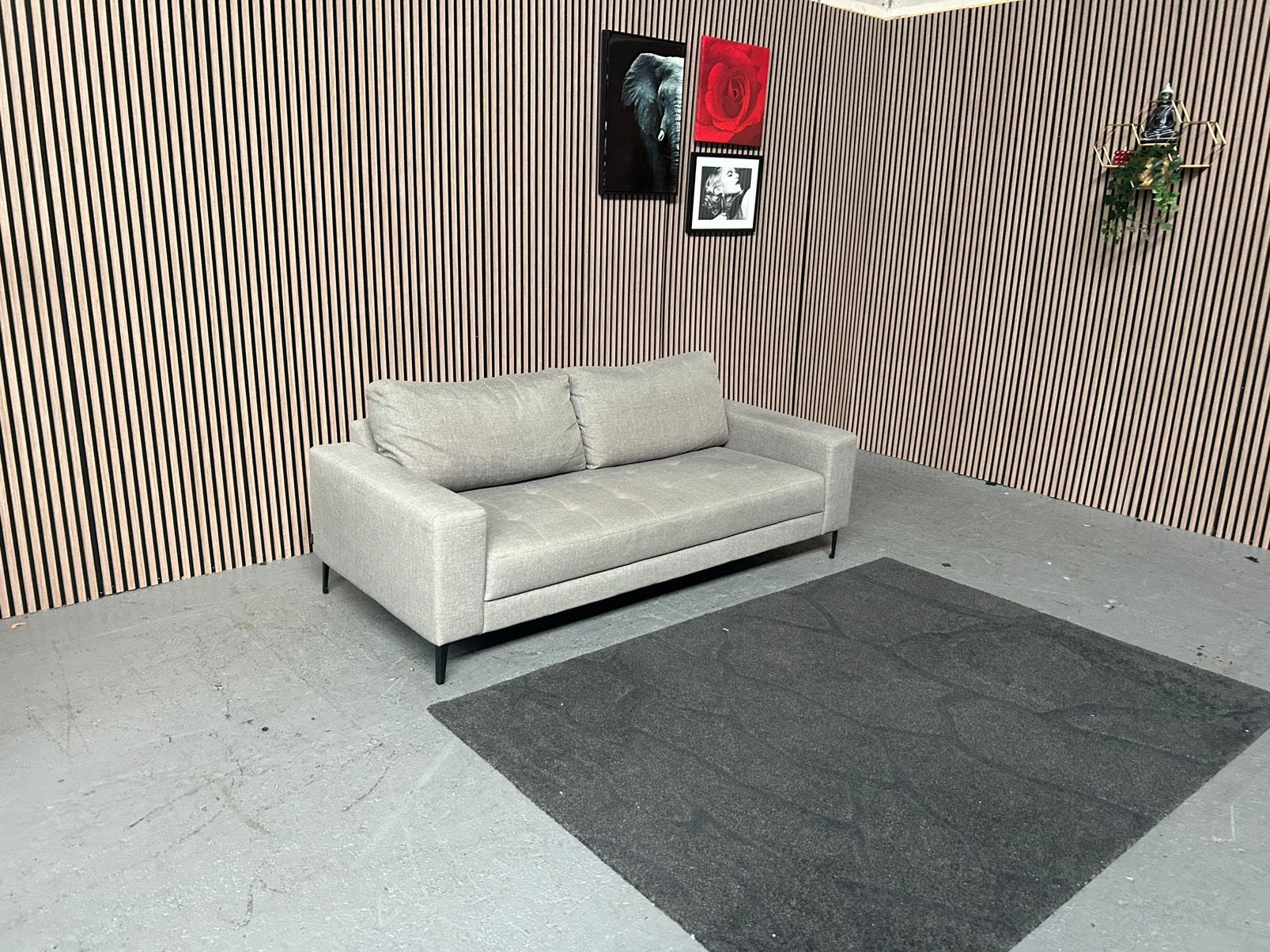 GRATIS LEVERING GRIJZE GOOSSENS COCO 2,5ZIT 205X95 GEREINIGD, Driepersoons, Ophalen of Verzenden, Zo goed als nieuw, Rechte bank