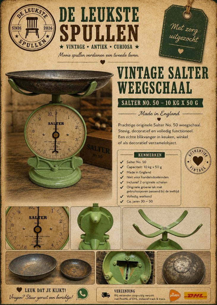 Vintage Salter No. 50 weegschaal – Made in England, Verzenden