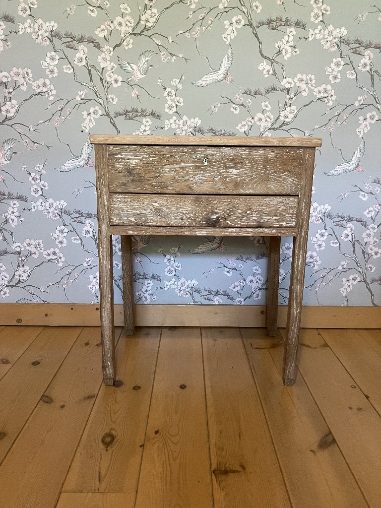 Vintage eikenhouten naaitafel, Ophalen, Gebruikt, Minder dan 50 cm, Eikenhout