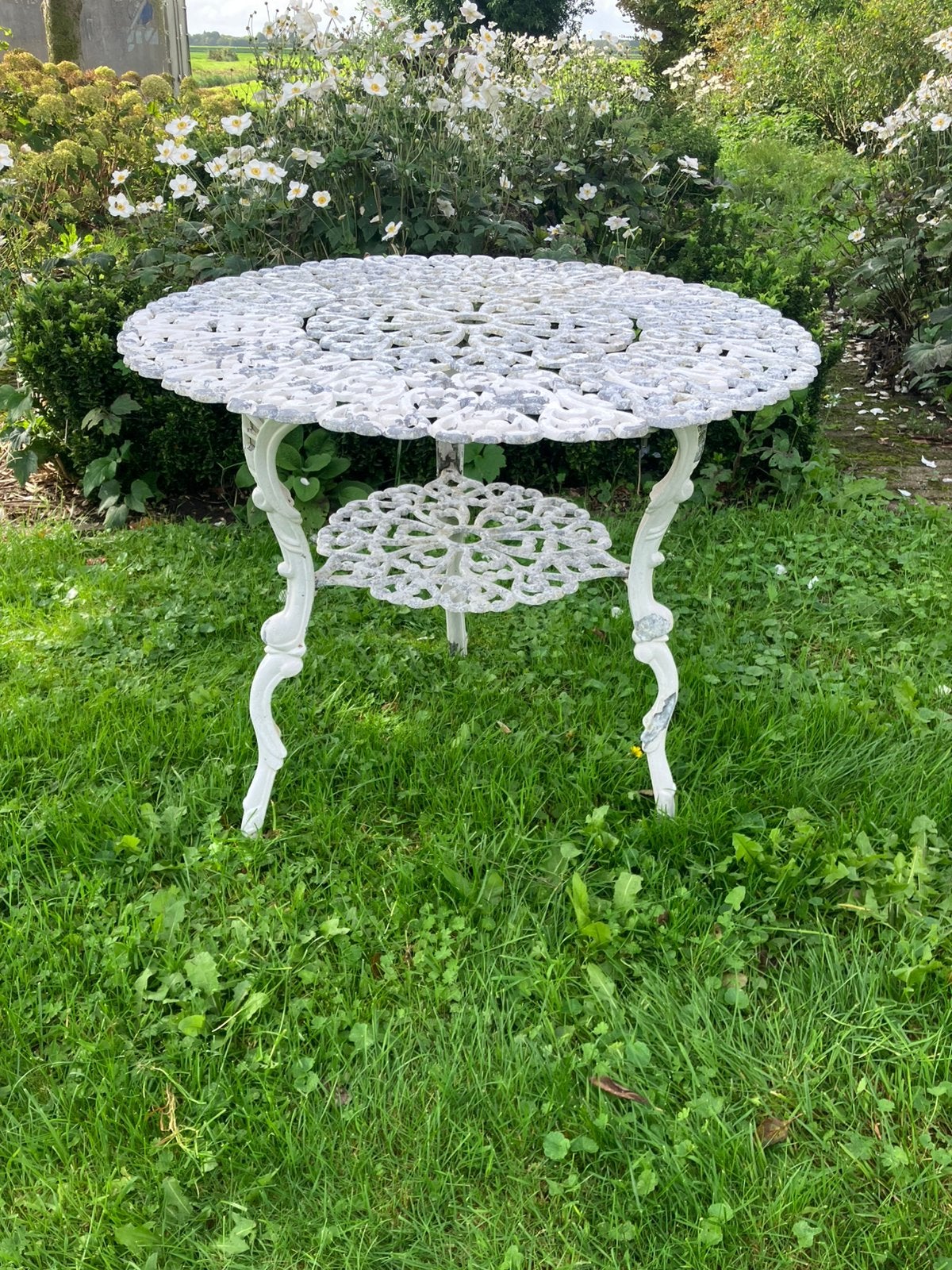 Brocante tuintafel, Ophalen, Gebruikt, Rond, Metaal