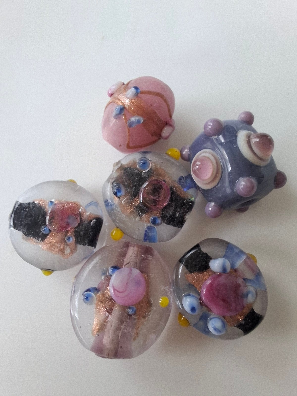 Lampwork glaskralen mix roze goud paars kralen, Kraal, -, -, Ophalen of Verzenden