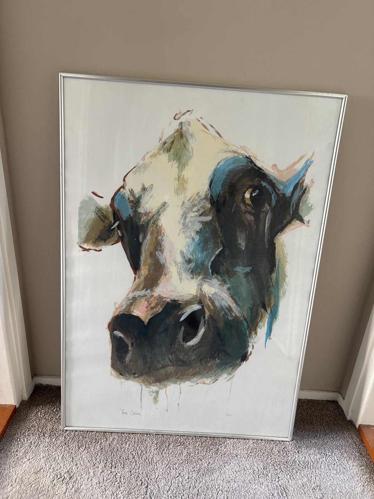 Groot Schilderij Koeienkop  (Theo Onnes), Ophalen, Abstract, Overige technieken, Dieren