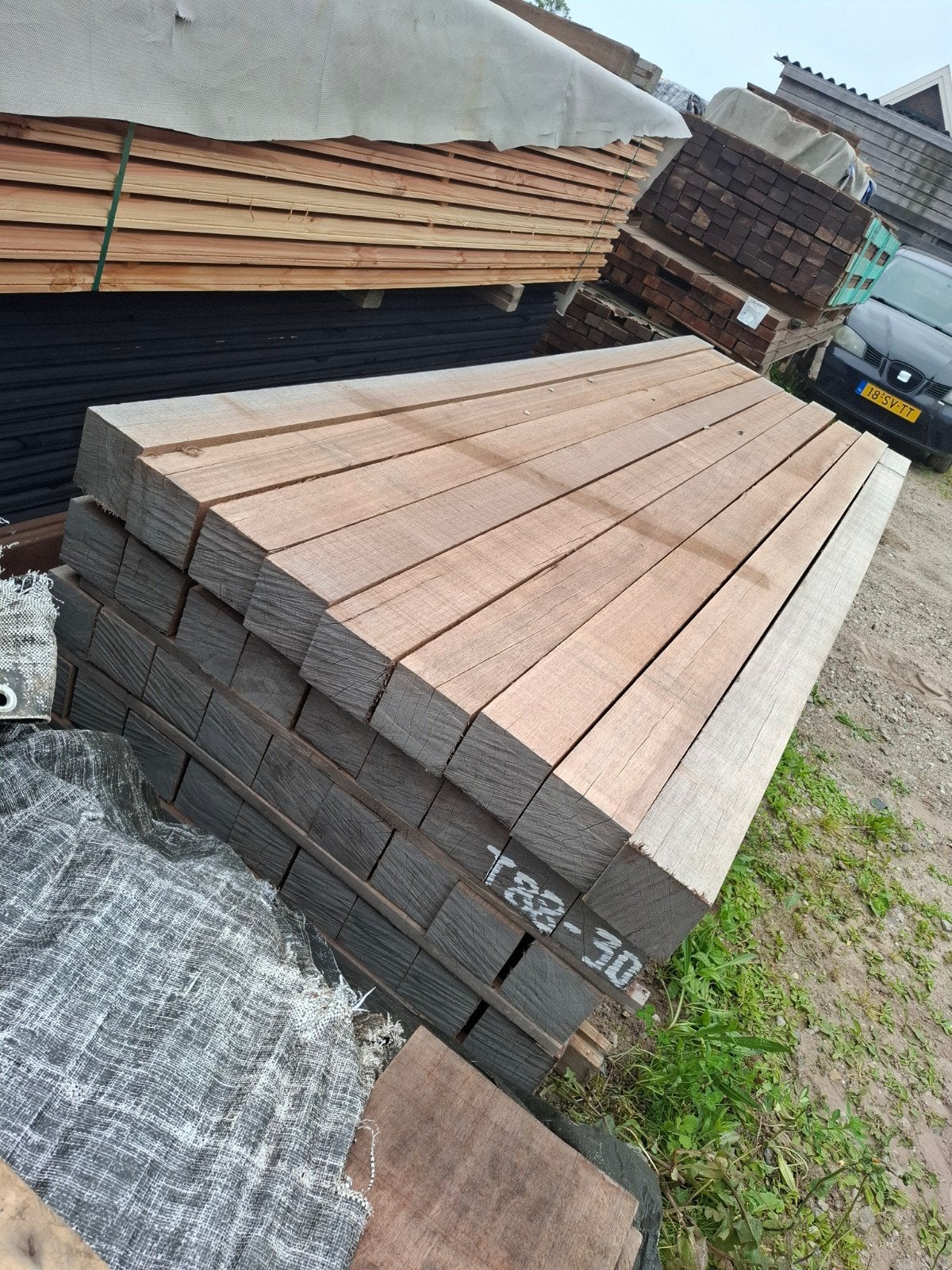 Hardhout palen balken 10x10x300 cm bezorgen mogelijk, Tuin en Terras, Ophalen, Nieuw