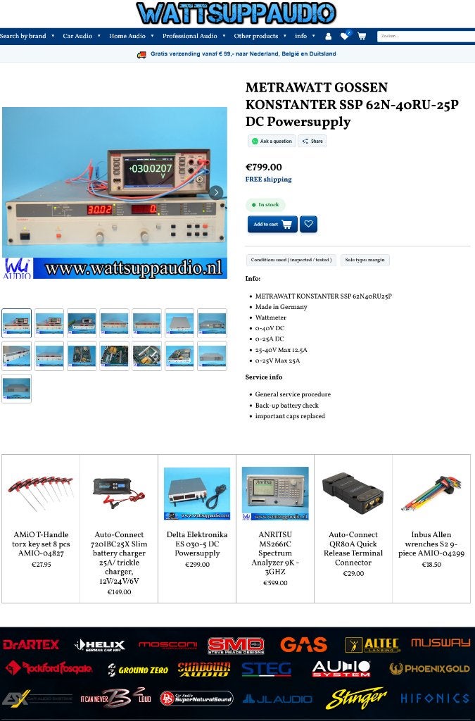METRAWATT GOSSEN KONSTANTER SSP 62N-40RU-25P DC Labvoeding, Gebruikt, ., Elektriciteit, Ophalen of Verzenden