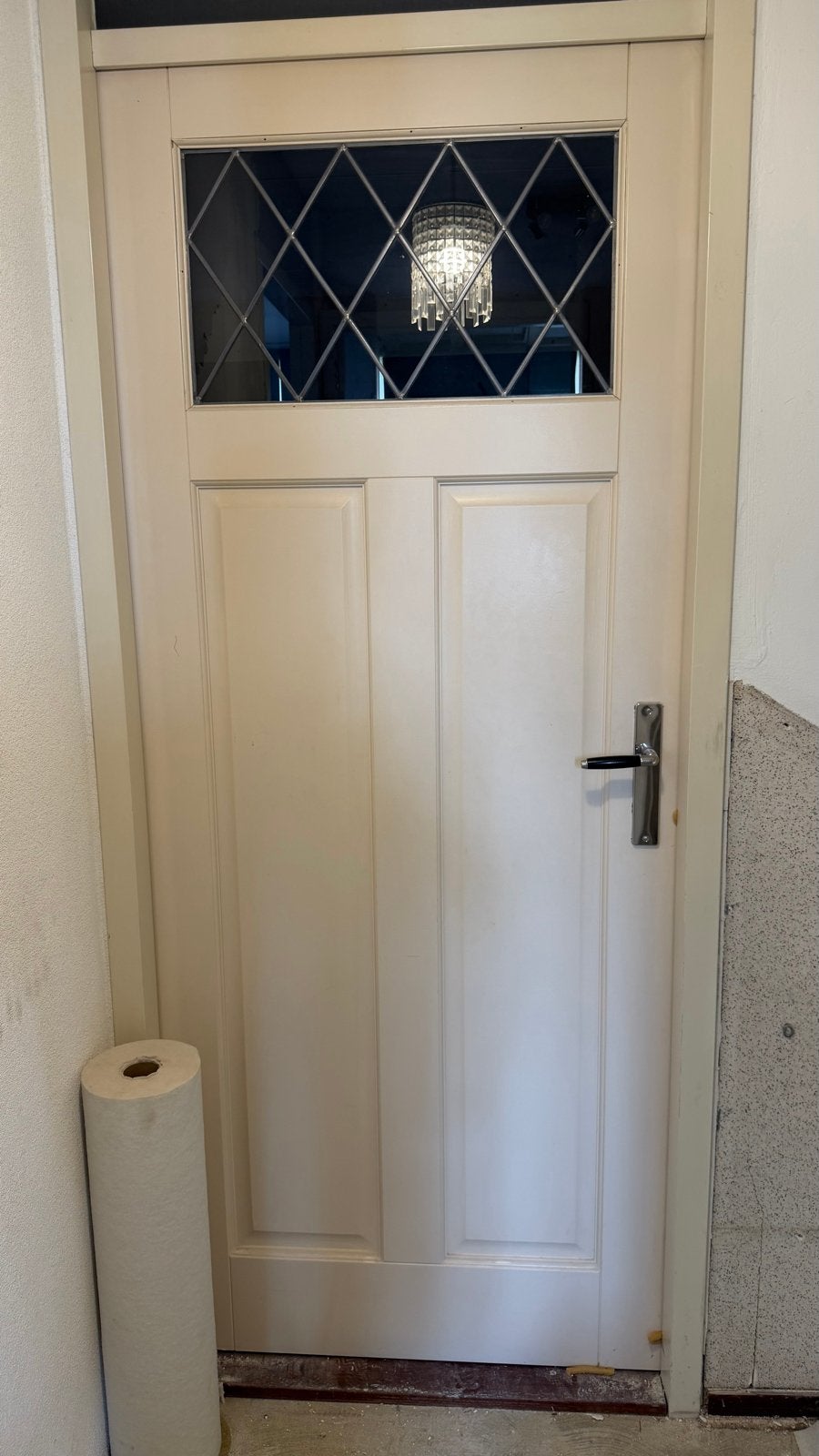 Binnendeur met glas en paneel - Gebruikt opdek, Doe-het-zelf en Verbouw, Deuren en Horren, Ophalen, Gebruikt, 80 tot 100 cm, Binnendeur