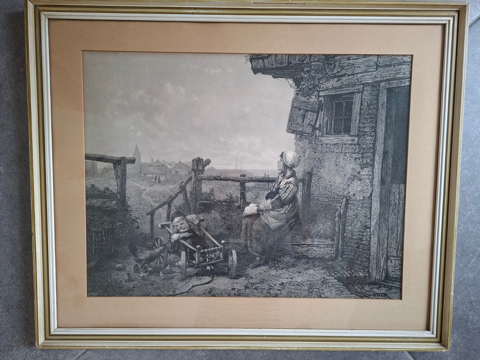 Schilderij van M.ten Kate  Een zondagmorgen op Marken, Ophalen