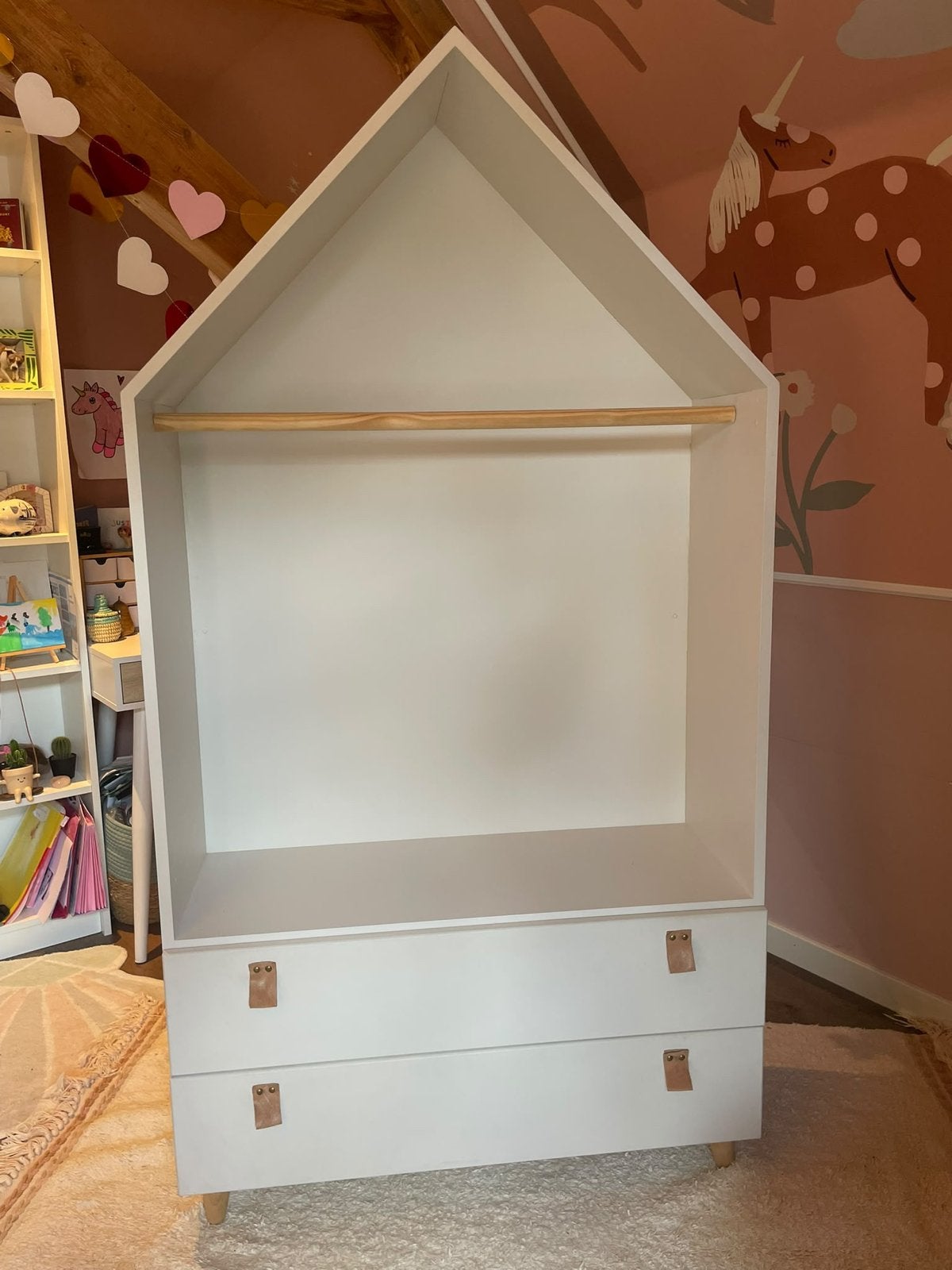 Leuk huisvormig kledingkast met lades en deuren, Ophalen, Gebruikt, 50 tot 100 cm, Met lade(s)