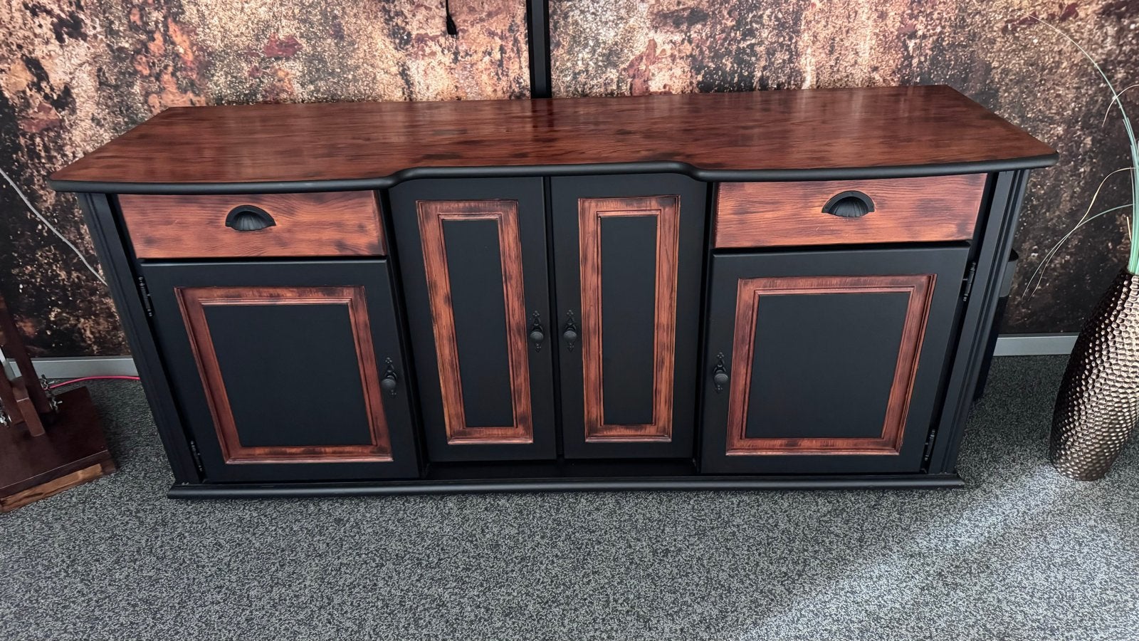 Prachtig dressoir met lades en deuren - Zwart/Hout, 150 tot 200 cm, Ophalen of Verzenden, Zo goed als nieuw, Met lade(s)
