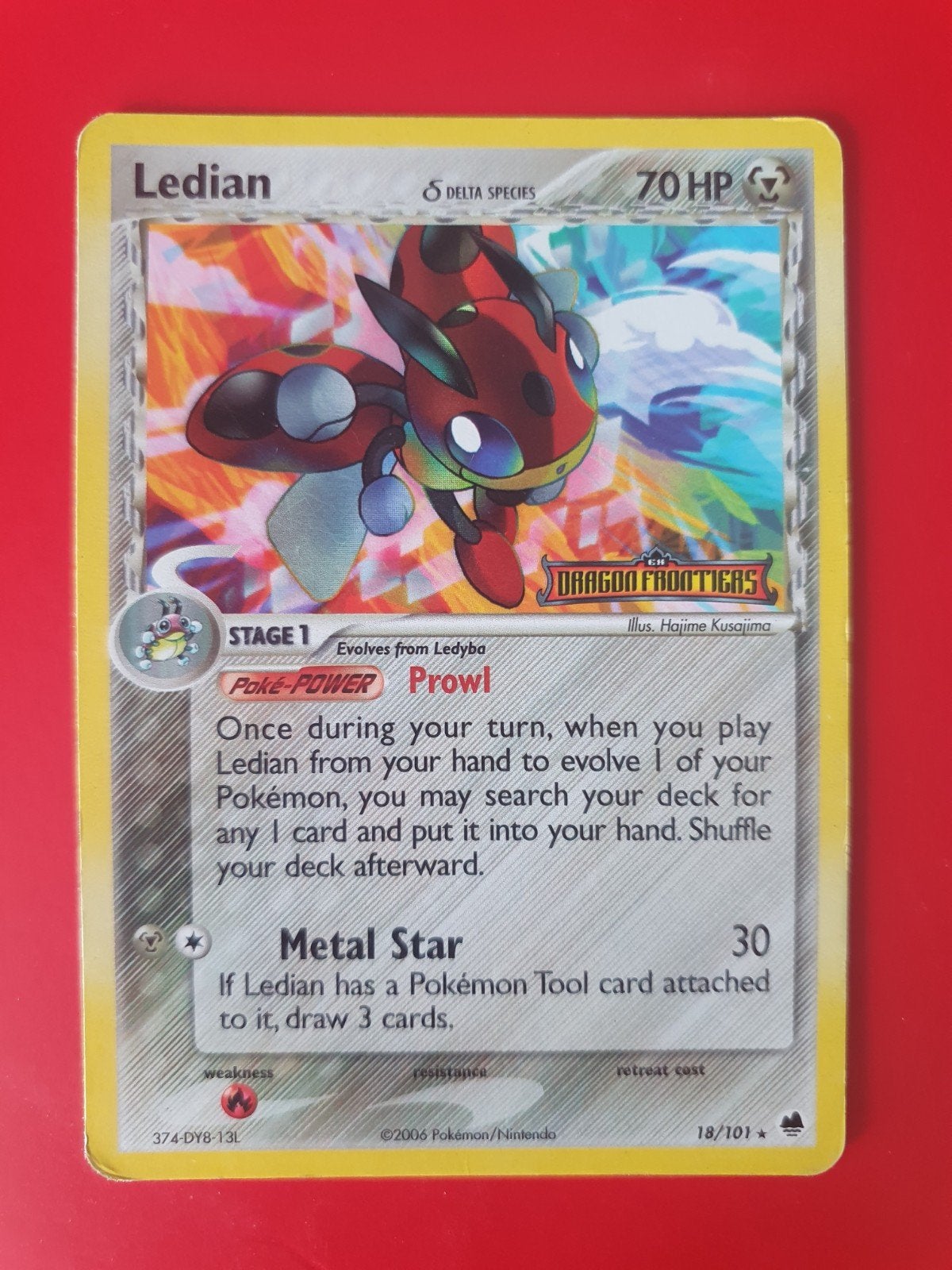Ledian 18/101 ex dragon frontiers holo pokemon kaart, Ophalen of Verzenden, Zo goed als nieuw