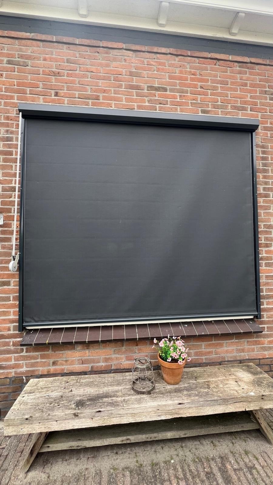 Rol screen antraciet, 2275x1995mm, handbediend, Ophalen, Gebruikt, 150 tot 300 cm, 250 cm tot 450 cm