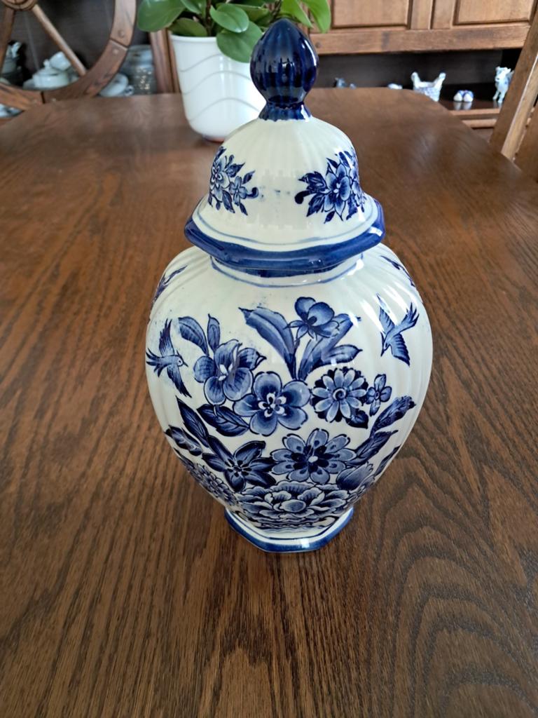 Delfts Blauw Pot met Deksel - 27 cm hoog, Ophalen