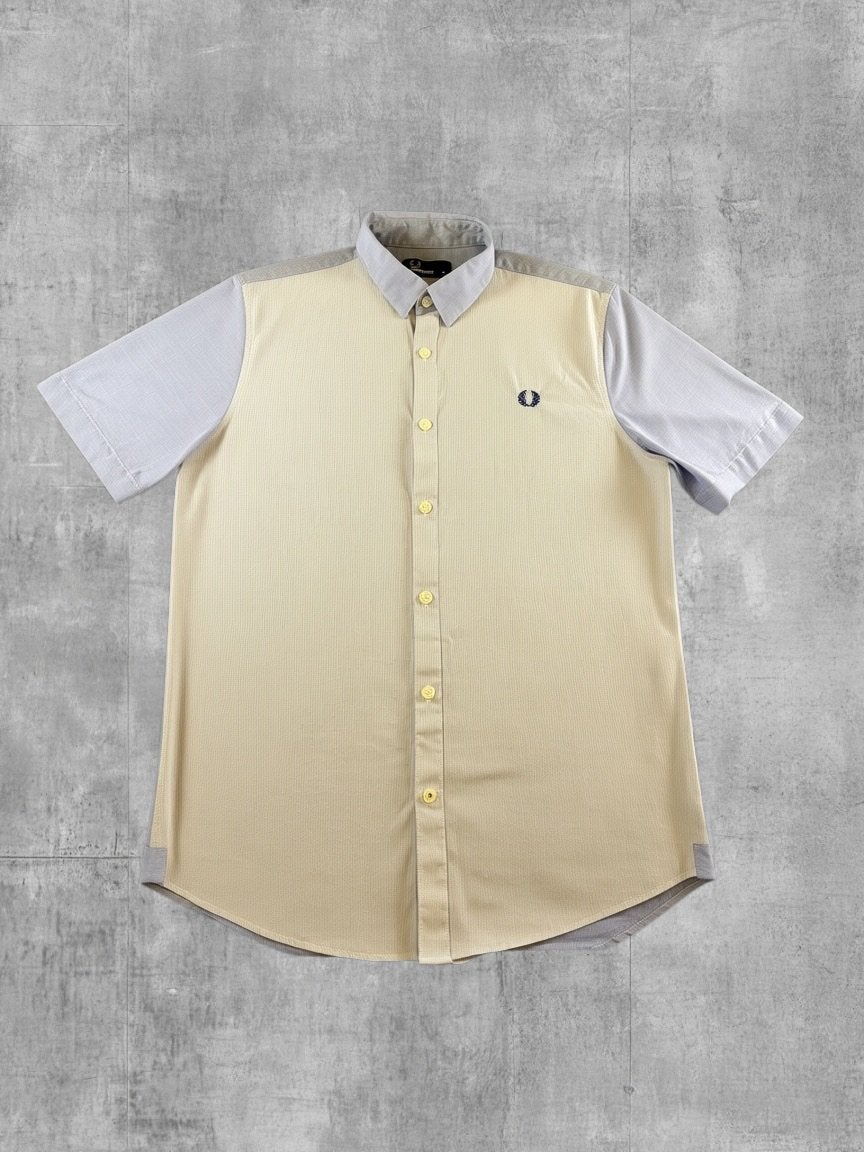 Fred Perry blouse grijs heren maat M overhemd gestreept, Verzenden, Zo goed als nieuw, Grijs, Halswijdte 39/40 (M)