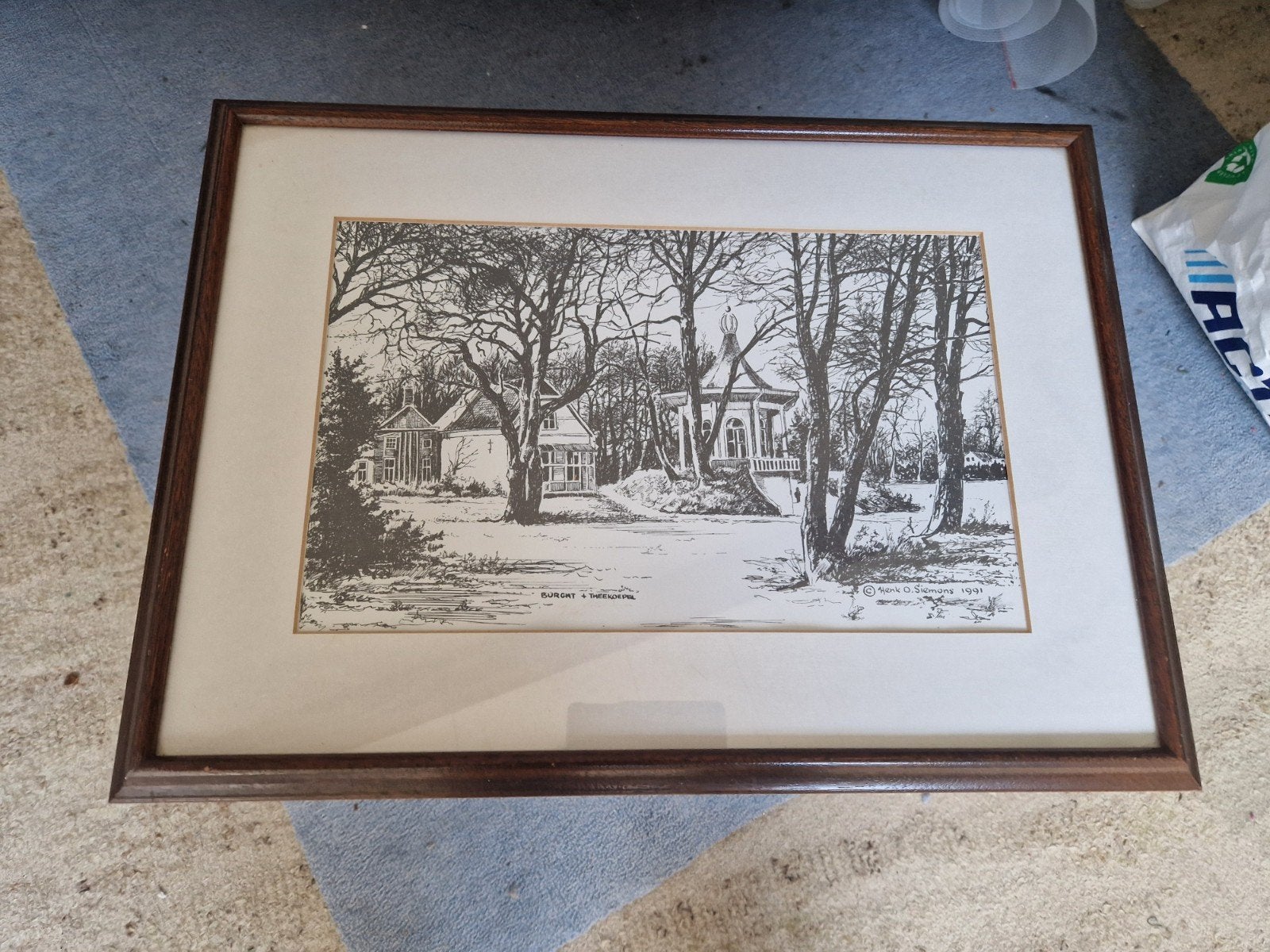 tekening van henk o siemons burgt+theekoepel, Ophalen of Verzenden