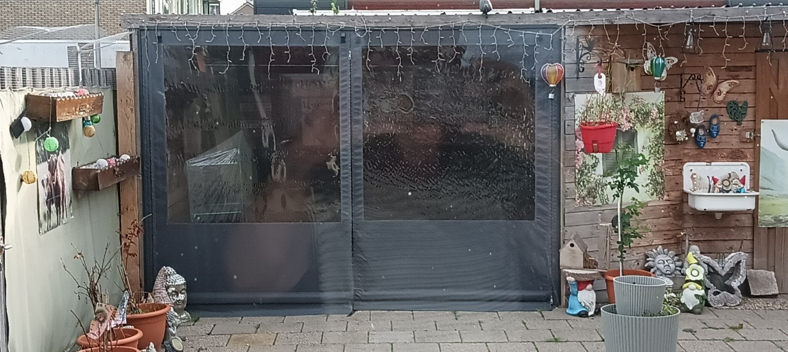 Overkapping doek, Tuin en Terras, Ophalen, Gebruikt, 200 cm of meer, Hout