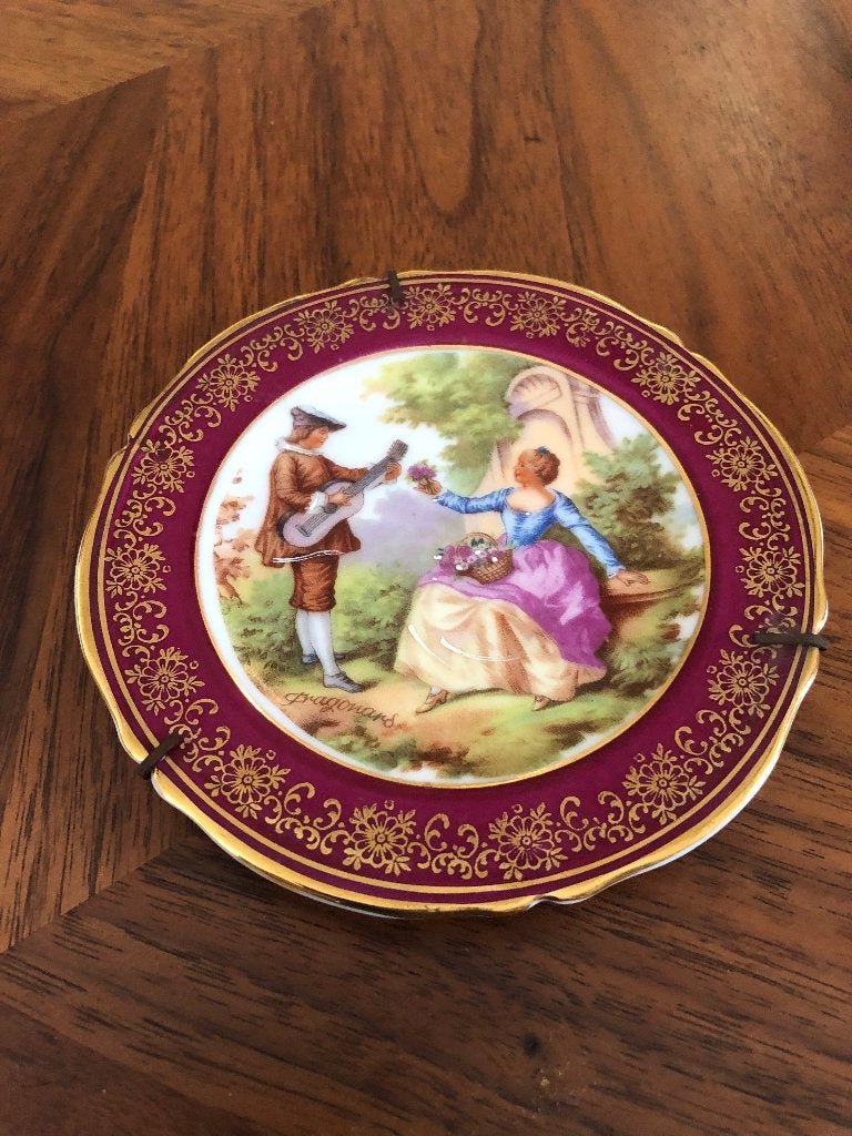 Decoratief Limoges Porseleinen Wandbordje - Romantisch, Ophalen of Verzenden