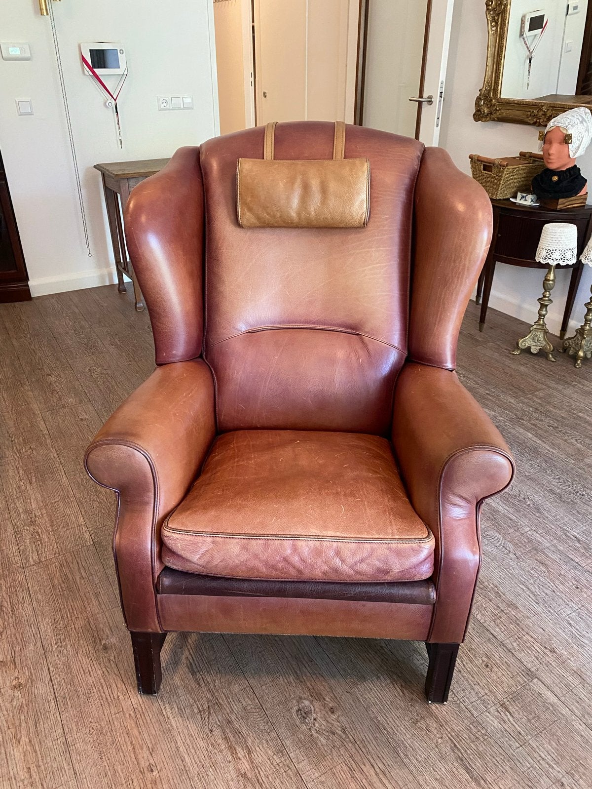 2 Grote Lederen Fauteuils - Zware Kwaliteit, Ophalen, Gebruikt, Leer, 75 tot 100 cm
