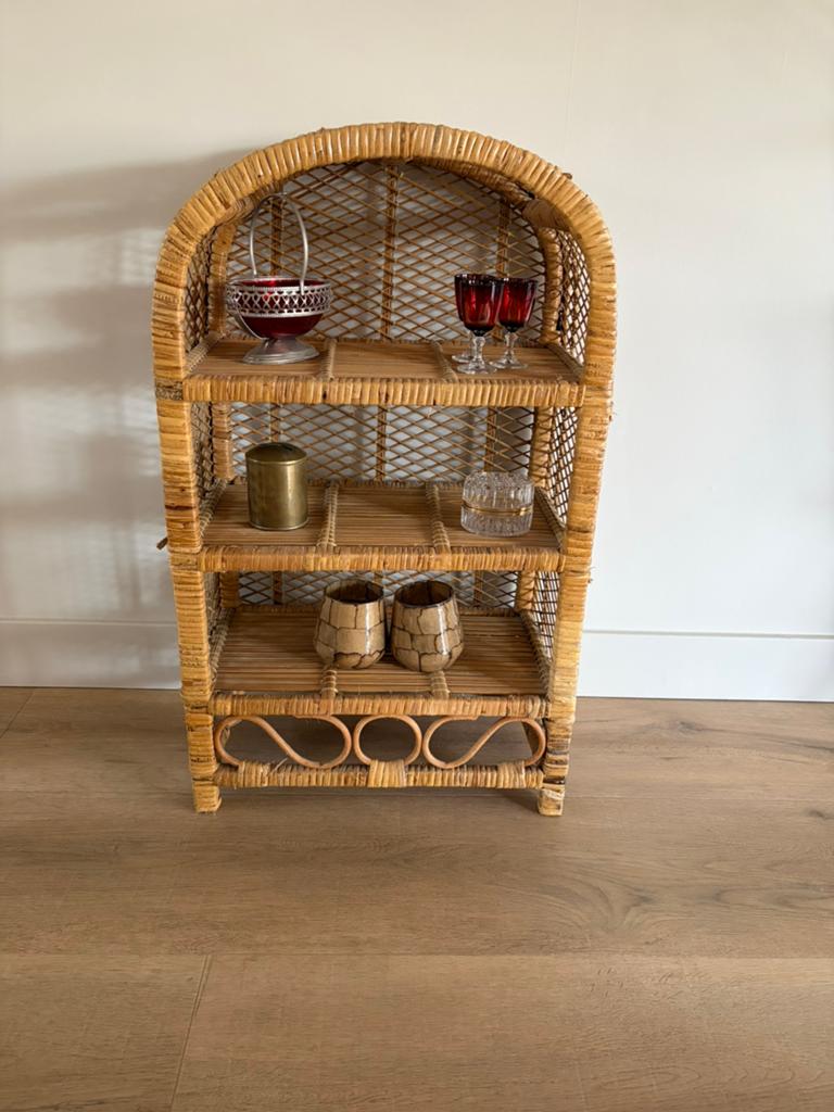 Vintage rotan klein kastje, Huis en Inrichting, Woonaccessoires | Wijnrekken, Ophalen, Zo goed als nieuw, Hout, Minder dan 5 flessen