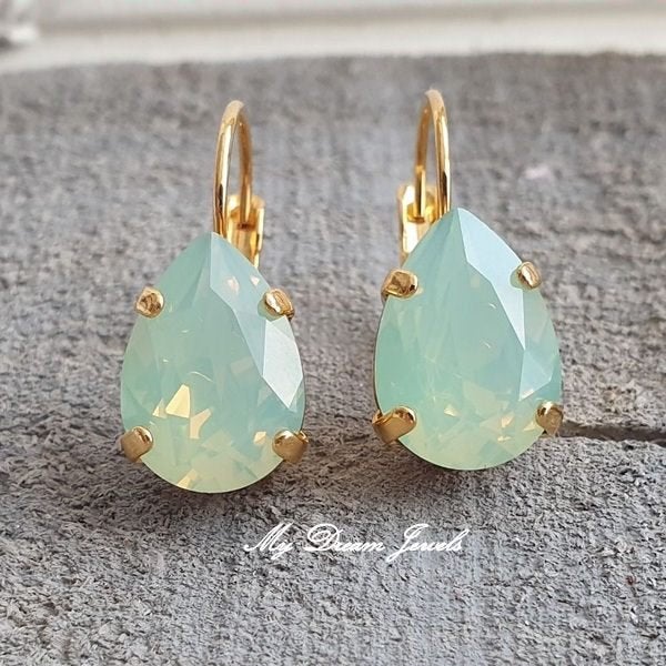Oorbellen Belle met Swarovski Druppel "Chrysolite Opal", Met kristal, Overige materialen, Hangers, Verzenden
