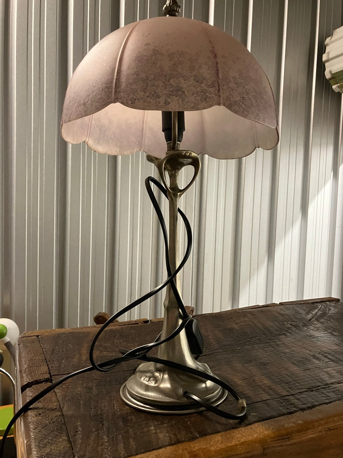 Tafellamp met Glazen Kap - atelier Dedalo Peltro, Ophalen
