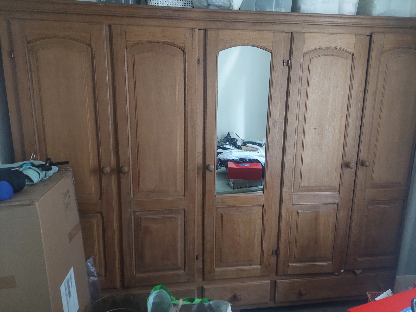 eikenhouten klerenkast, 5 deuren., Ophalen, 25 tot 50 cm, Minder dan 100 cm