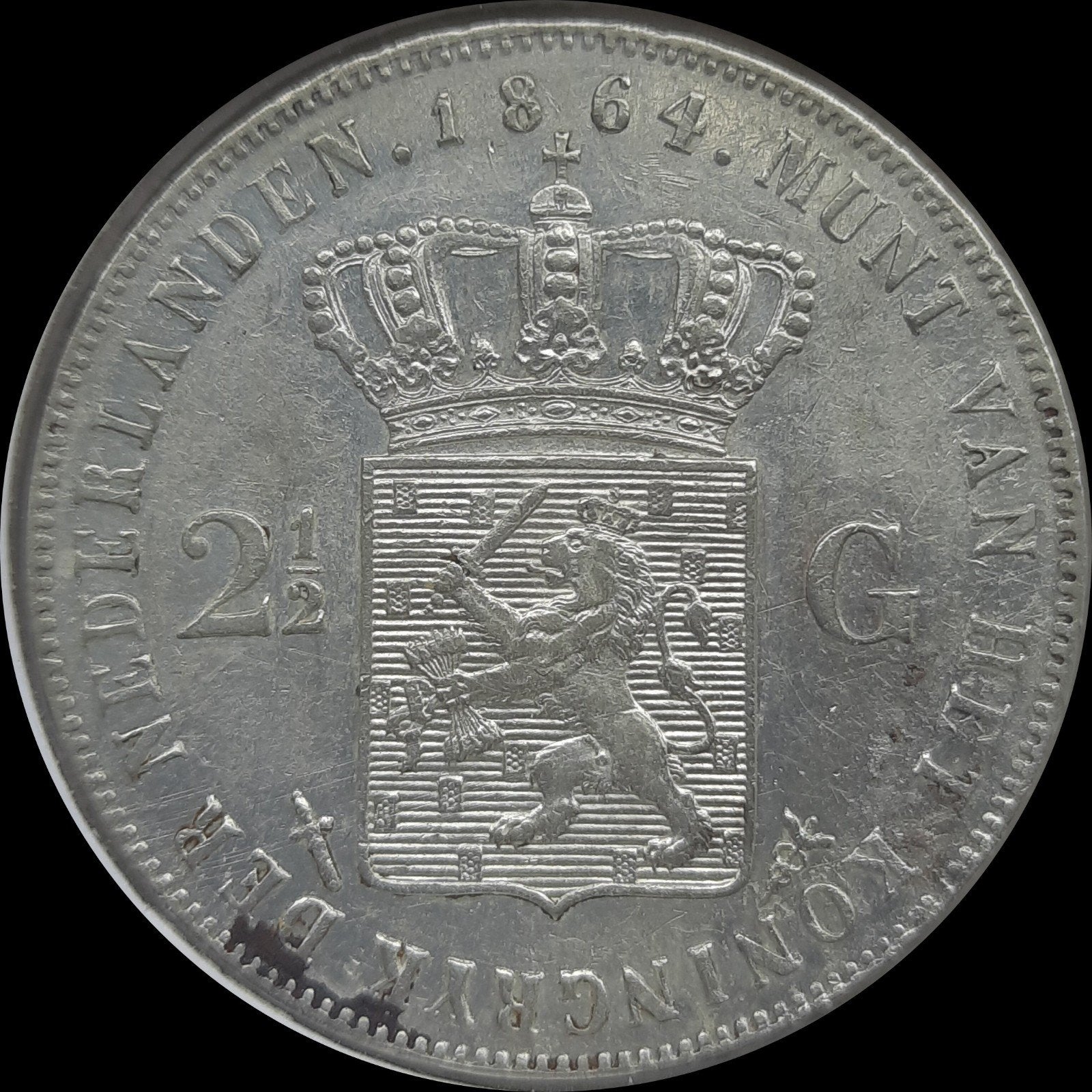 rijksdaalder 1864 I P. Willem 3, Ophalen of Verzenden, Koning Willem III, 2½ gulden