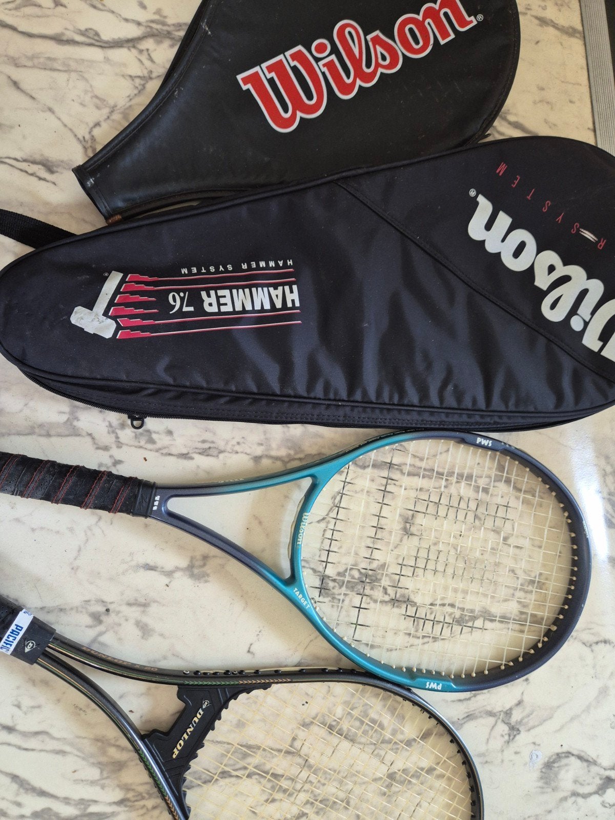 2 Tennisrackets: Wilson Hammer 7.6 & Dunlop X-20 met hoezen, Ophalen of Verzenden