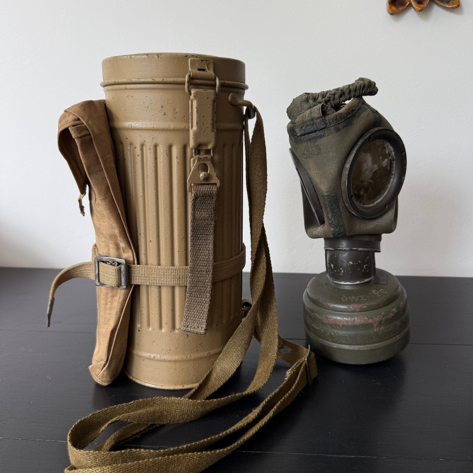 Duitse afrika korps DAK gasmasker set wo2, Ophalen of Verzenden, Duitsland