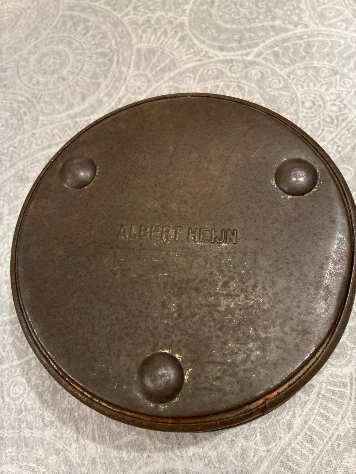 Vintage Albert Heijn koekblik met decoratie, Ophalen of Verzenden