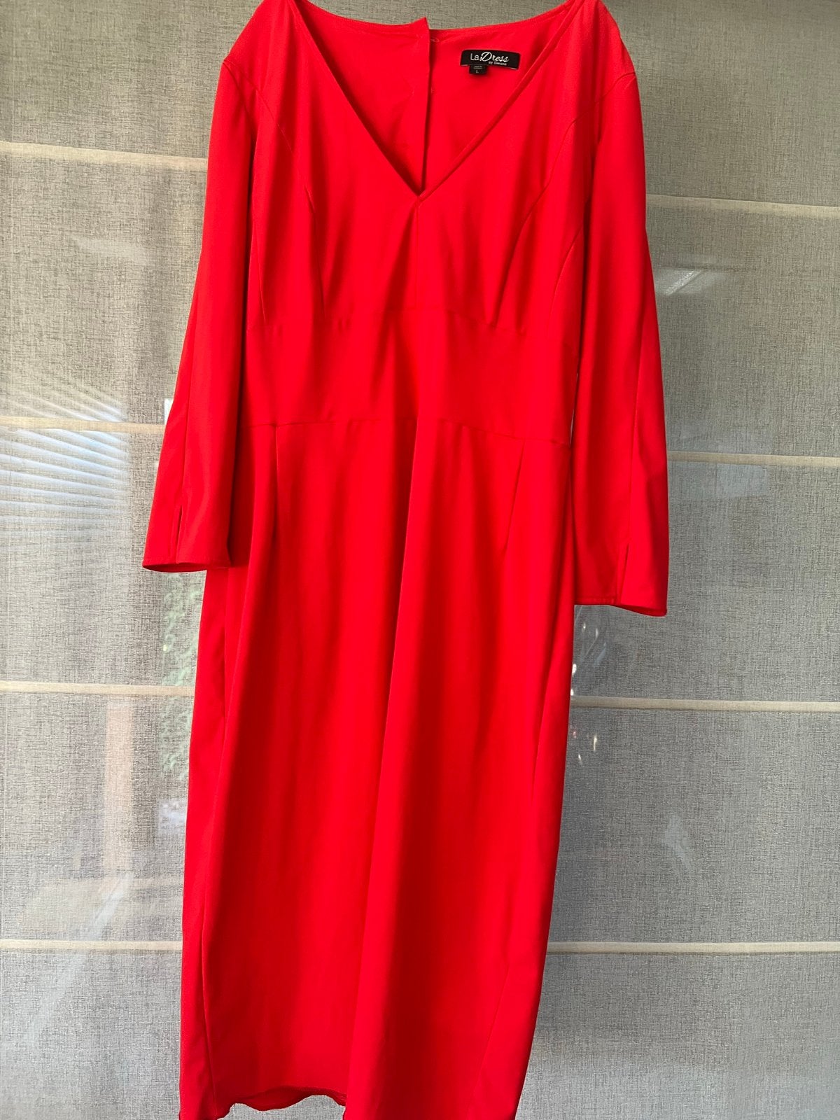 Mooie rode Ladress jurk met knoopjes en splitjes, Maat 42/44 (L), Ophalen of Verzenden, Zo goed als nieuw, Rood