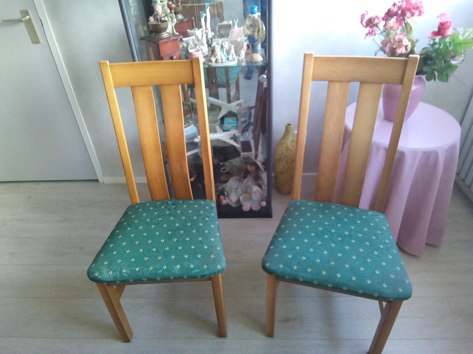 Set van 4 licht eiken eetkamerstoelen, Ophalen, Gebruikt, Overige kleuren, Klassiek