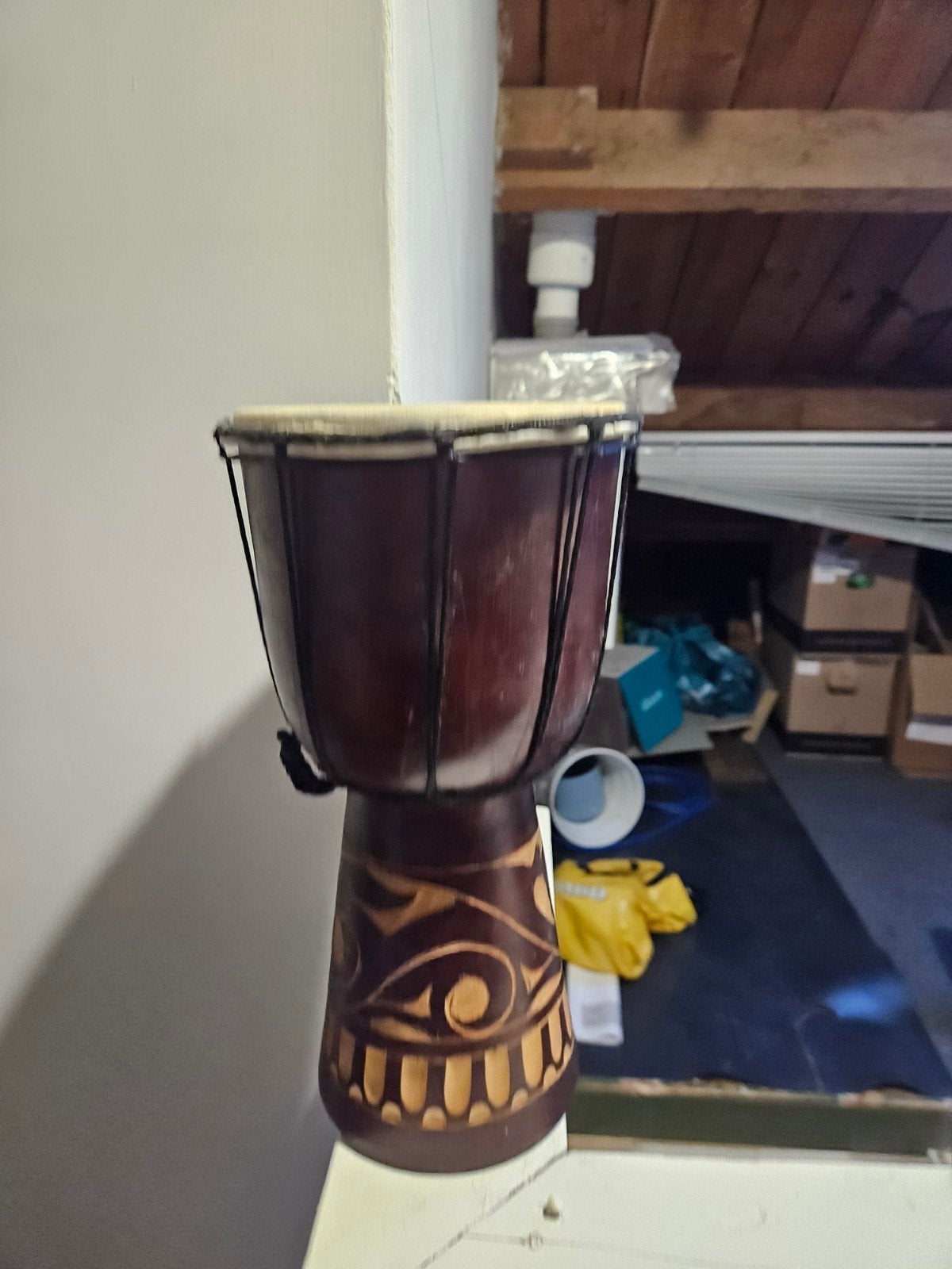 Djembe Trommel met Carved Design, Muziek en Instrumenten, Ophalen, Trommel