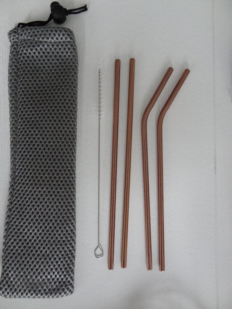 NIEUW! Set Van 4 RVS Rietjes Rosé Gold >Snelle Verzending!<, Bestekset, Overige typen, Nieuw, Ophalen of Verzenden