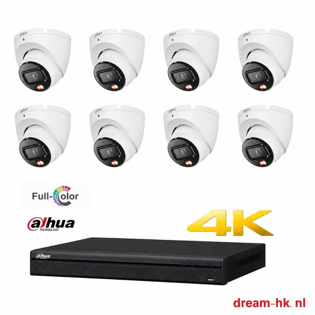 6MP Dahua Full Color IP POE set/8CH NVR+8x camera(met audio)