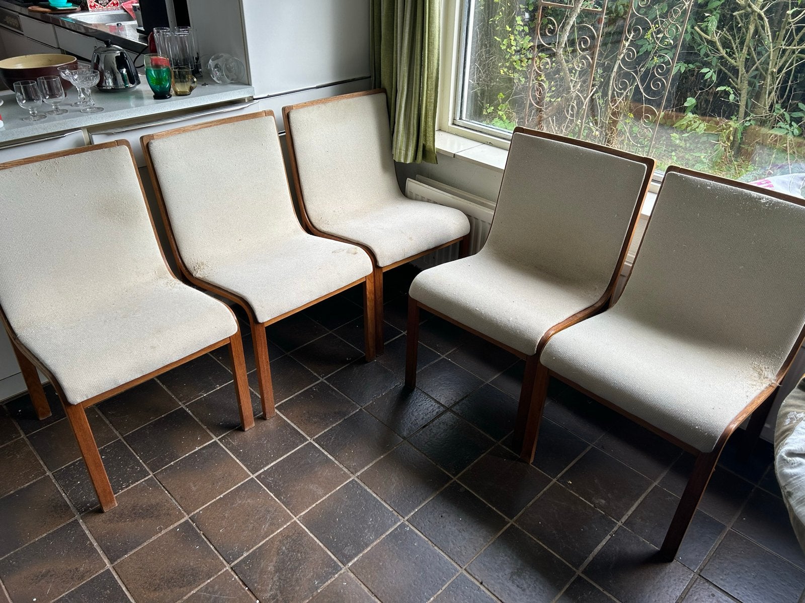 Set van 5 vintage eetkamerstoelen, design Ekselius carlsson, Ophalen of Verzenden