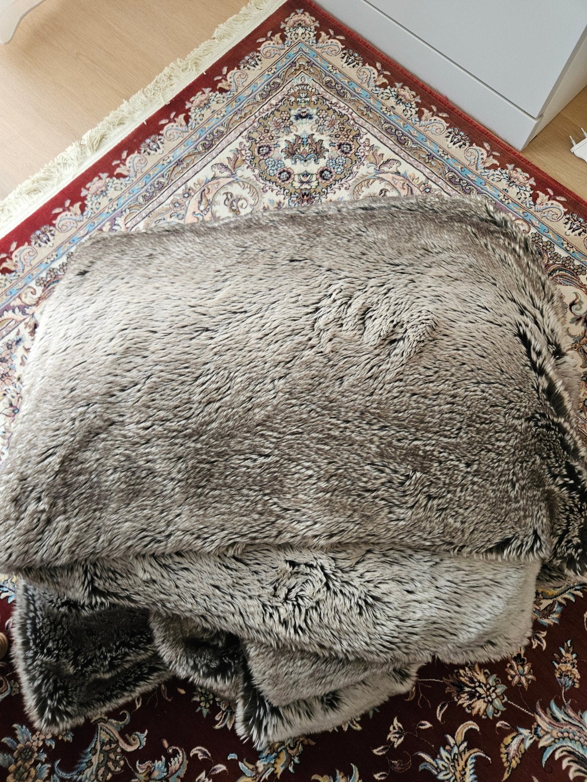 Luxe Faux Fur Plaid XXL Europese Wolf - 220x240cm, Ophalen, Bruin, Lits-jumeaux, Zo goed als nieuw