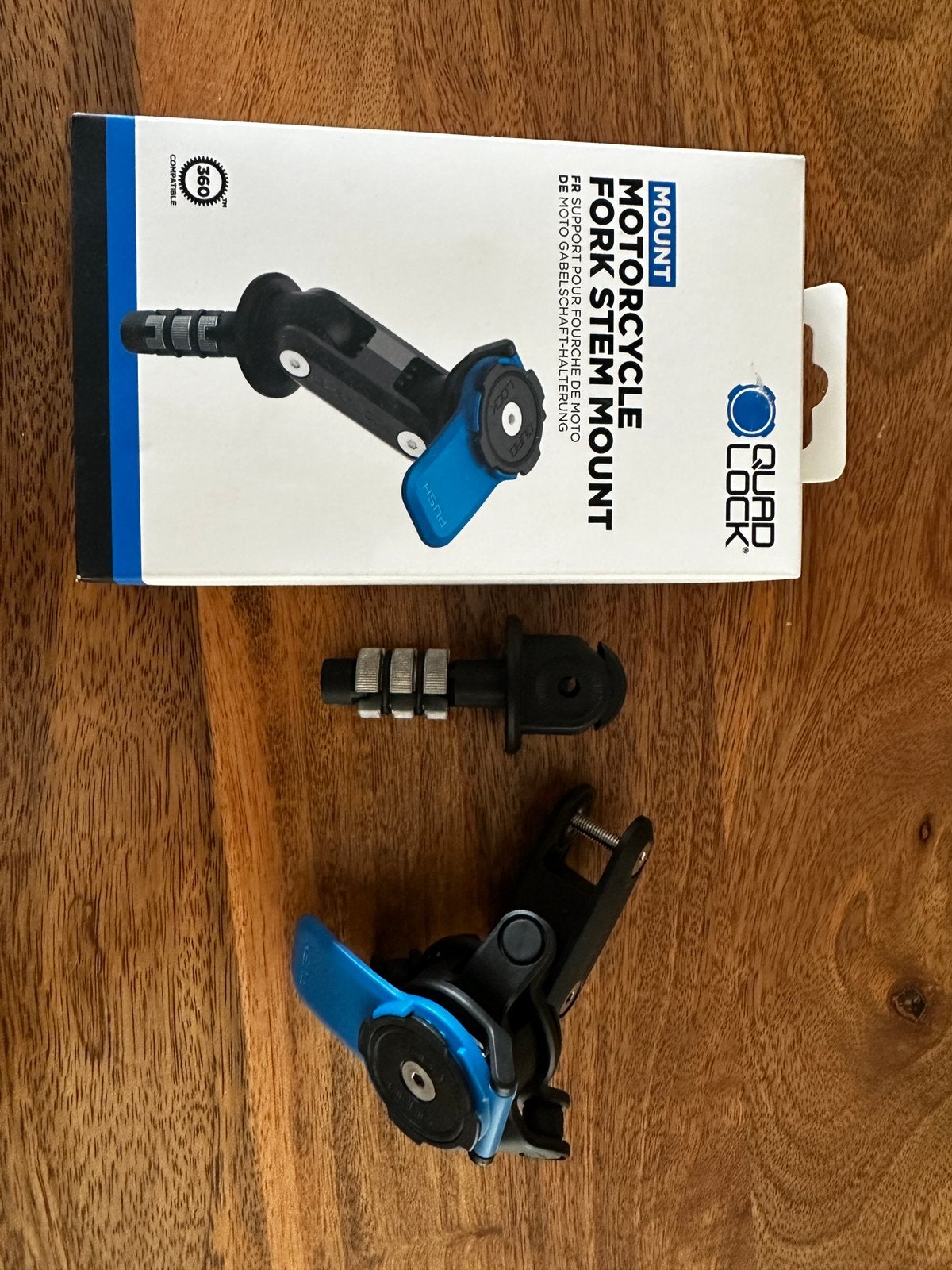 Quad Lock Fork Stem Mount incl. Demper ORIGINEEL, Telecommunicatie, Telefoonhouders, Verzenden, Zo goed als nieuw, Motor