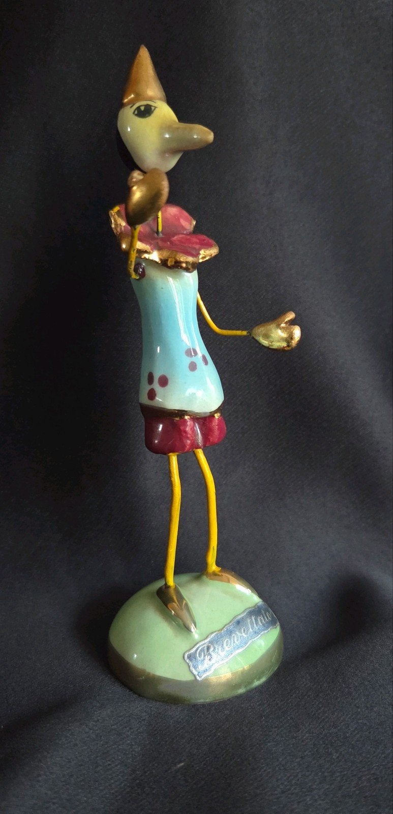 vintage Italiaans Pinokkio beeldje keramiek en metaal, Antiek en Kunst, Ophalen