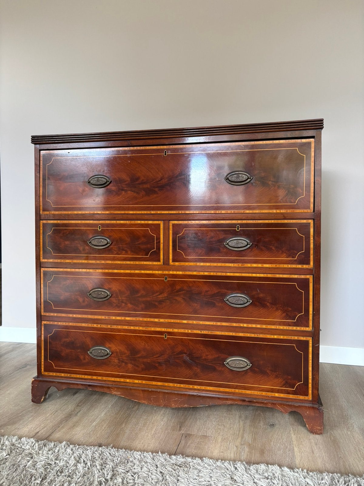 Antieke mahonie secretaire met origineel interieur, Huis en Inrichting, Kasten | Ladekasten, 100 tot 150 cm, Zo goed als nieuw