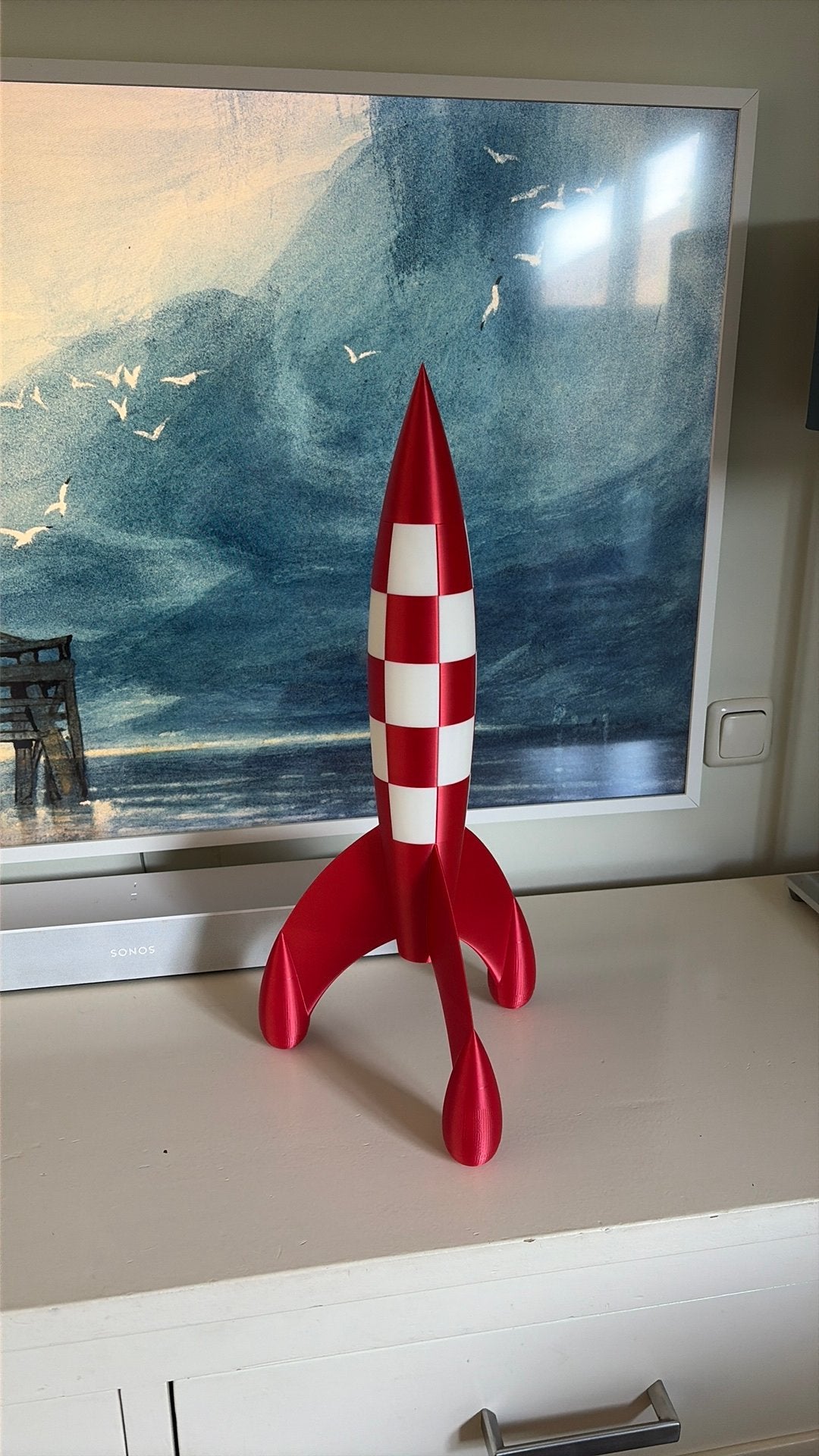 Raket naar de maan. 56,5 cm! Kuifje. Tintin, Verzamelen, Ophalen of Verzenden, Kuifje, Nieuw, Beeldje of Figuurtje