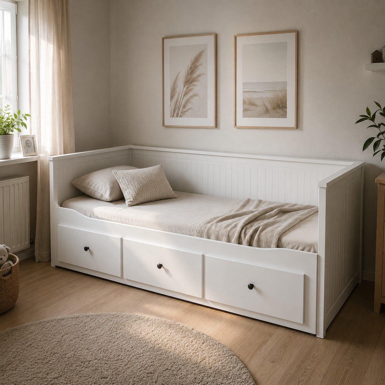 Ikea hemnes bedbank, Huis en Inrichting, Gebruikt, Wit, Tweepersoons, Ophalen of Verzenden