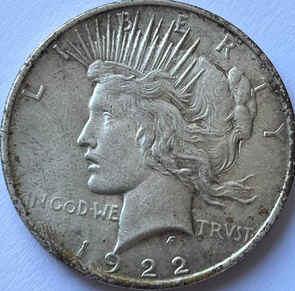 Verenigde Staten schitterende peace dollar 1922, Ophalen of Verzenden, Noord-Amerika, Losse munt, Zilver