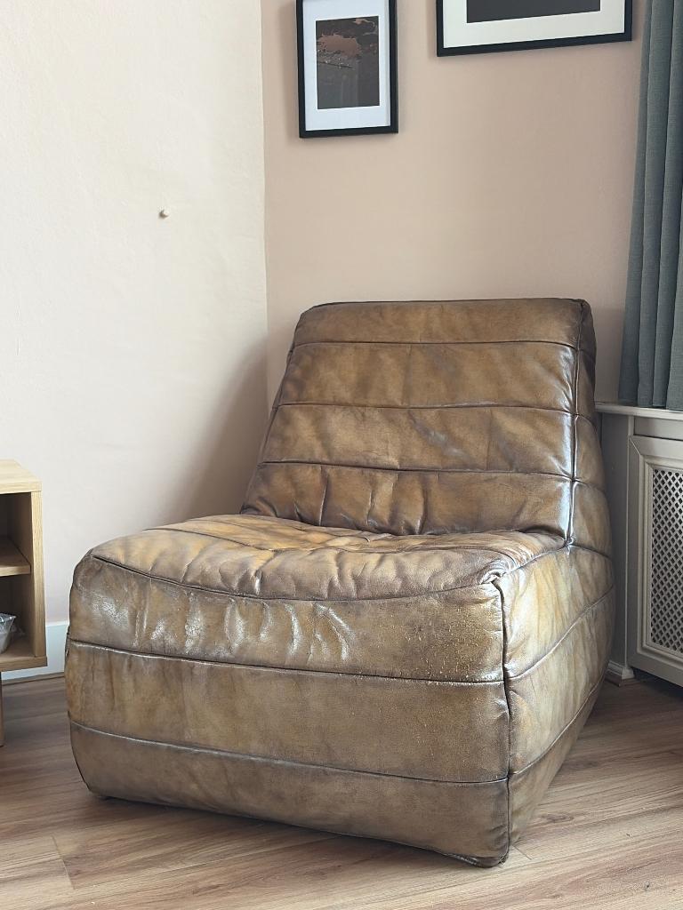 Leren lounge stoel, Ophalen, Gebruikt, Minder dan 75 cm, Leer