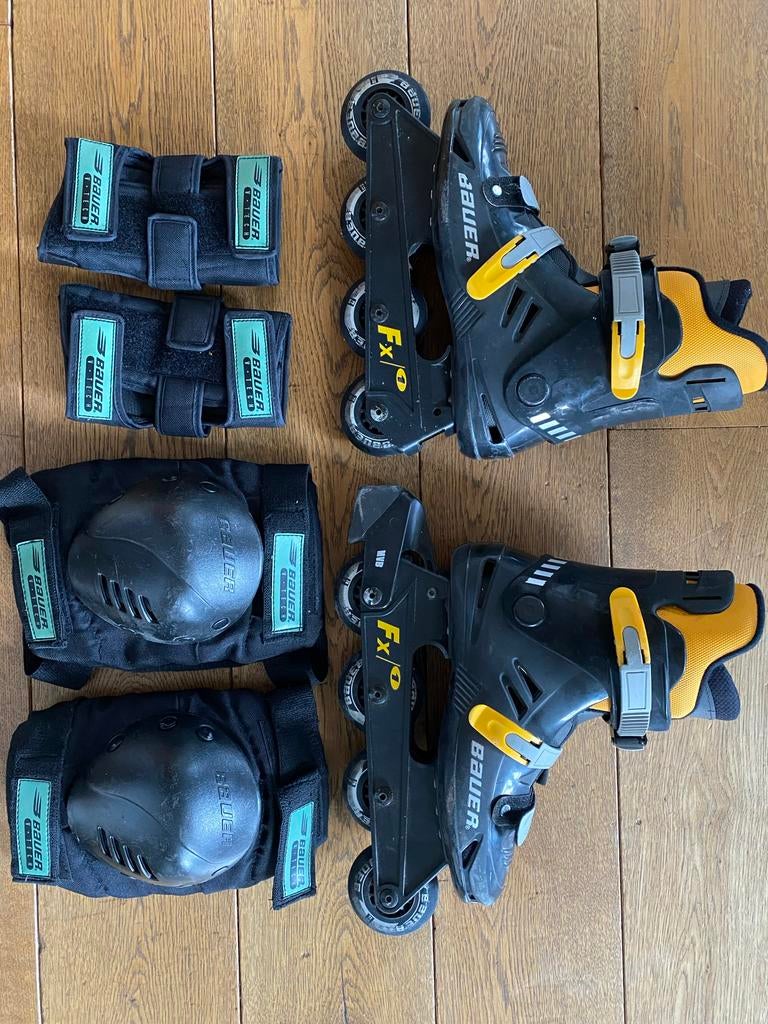 Bauer skeelers mt 38 met pols- en kniebeschermers, Sport en Fitness, Gebruikt, Bauer, Kinderen, Ophalen of Verzenden