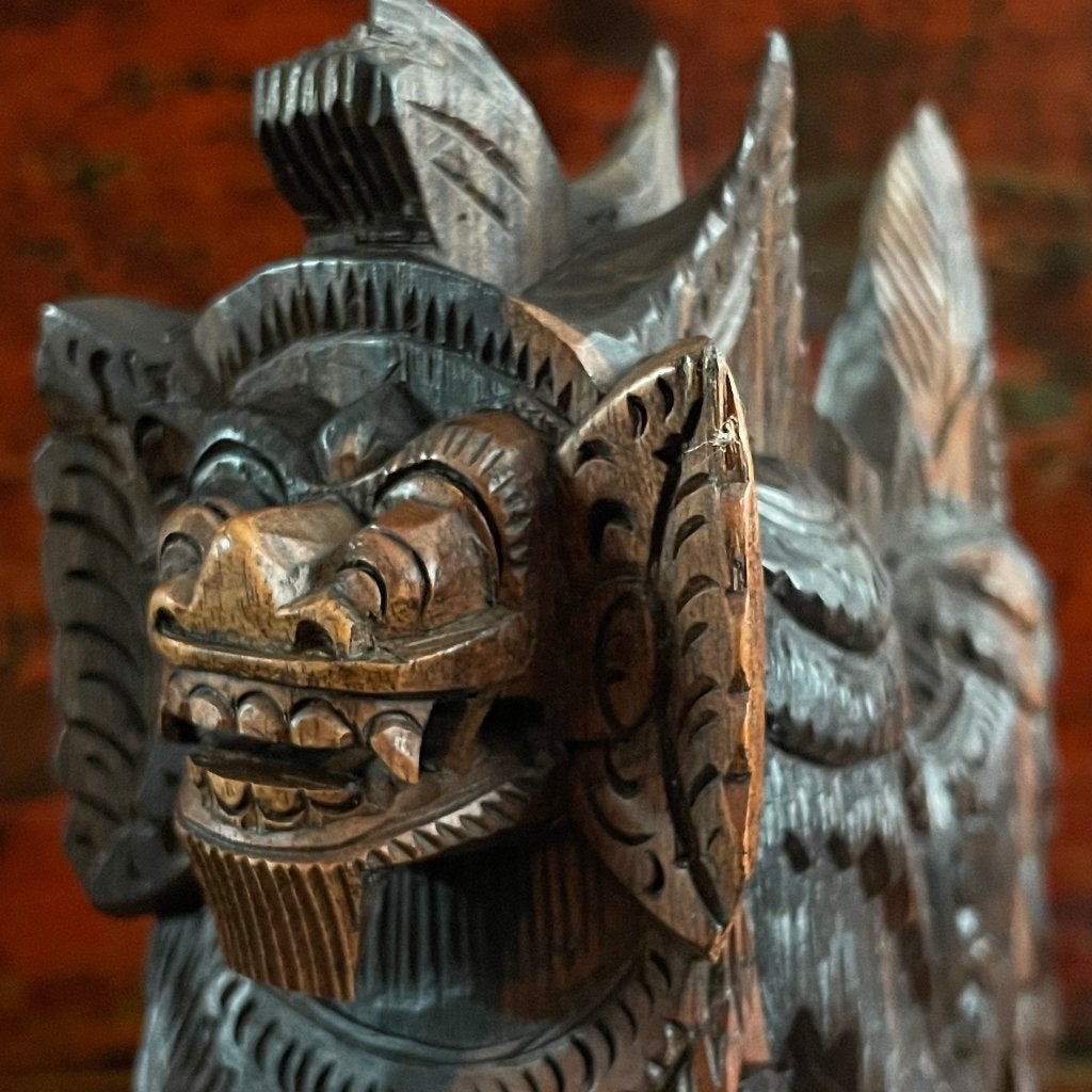 Vintage Balinese houten Barong / Bali - Indonesië, Antiek en Kunst, Kunst | Beelden en Houtsnijwerken, Ophalen of Verzenden, Handgemaakt