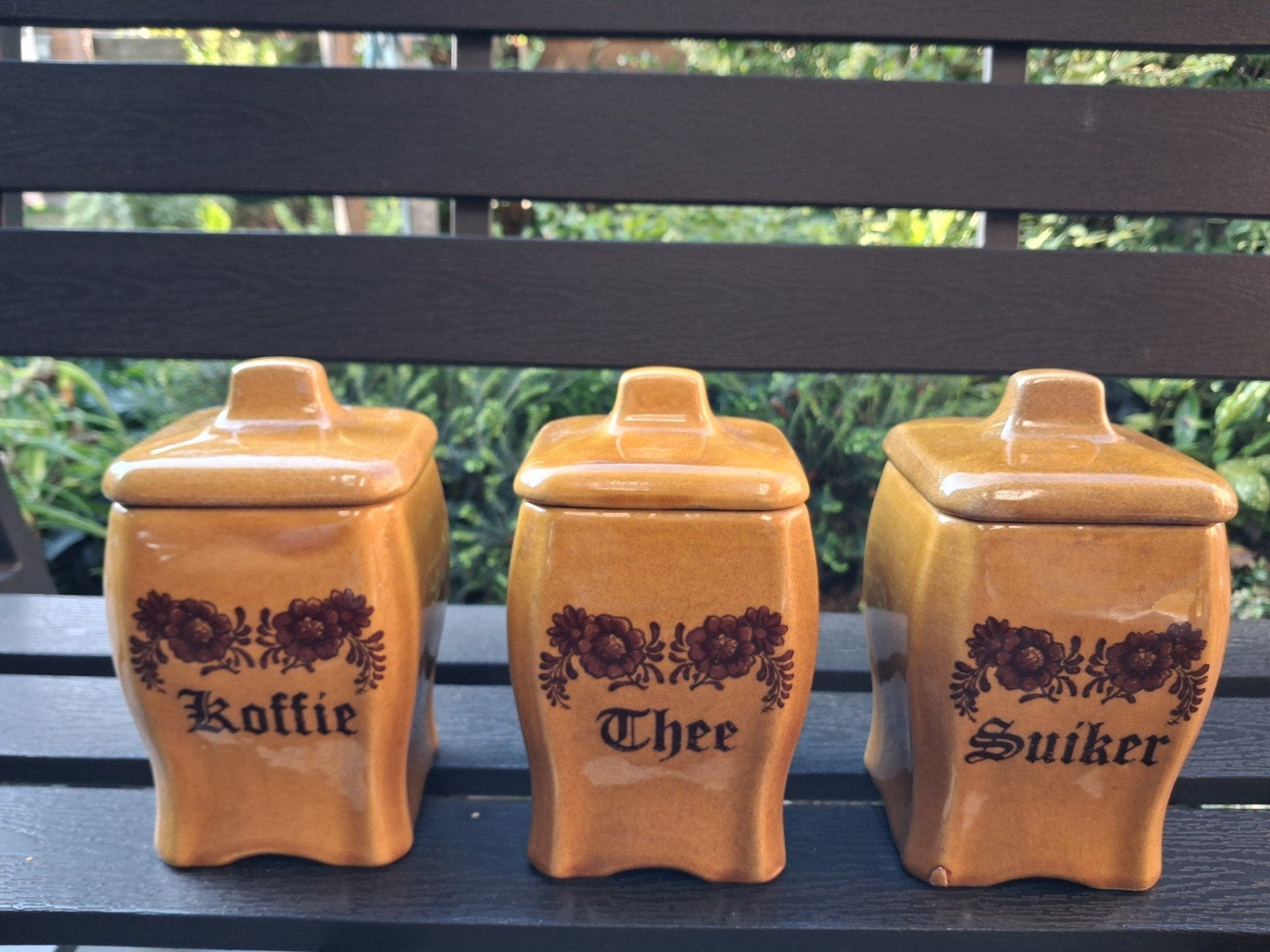 Vintage voorraadpotten: Koffie, Thee, Suiker, Antiek en Kunst, Ophalen of Verzenden